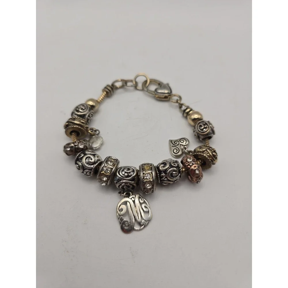 Letter M Monogram Initial Charm Bracelet